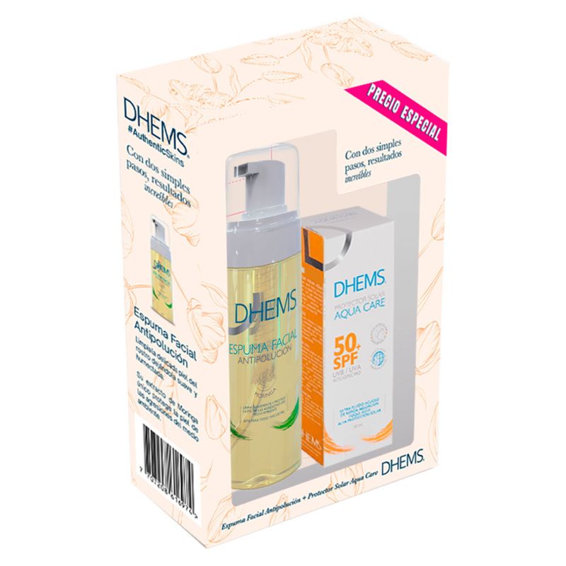 DHEMS - Kit Espuma Facial Antipolución  + Protector solar aqua care sin color