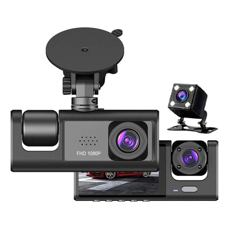 GENERICO - Camara para carro DASH CAM 3 Lentes DVR WiFi