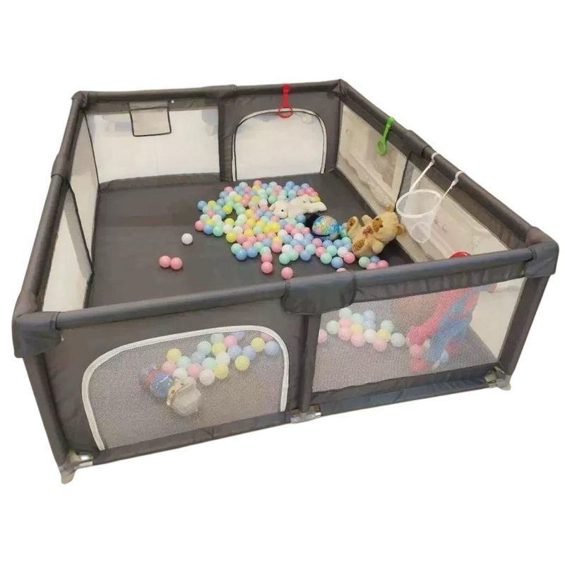 GENERICO - Corral De Juegos En Lona + Pelotas Para Bebes Color Gris