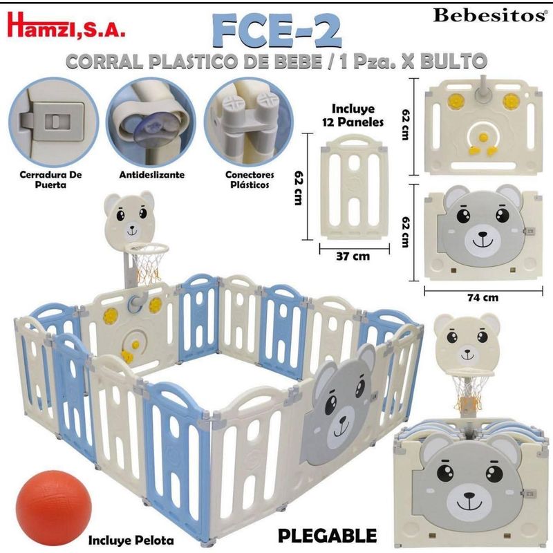 GENERICO - Corral De Juegos Plegable y Modulable Para Bebes Azul