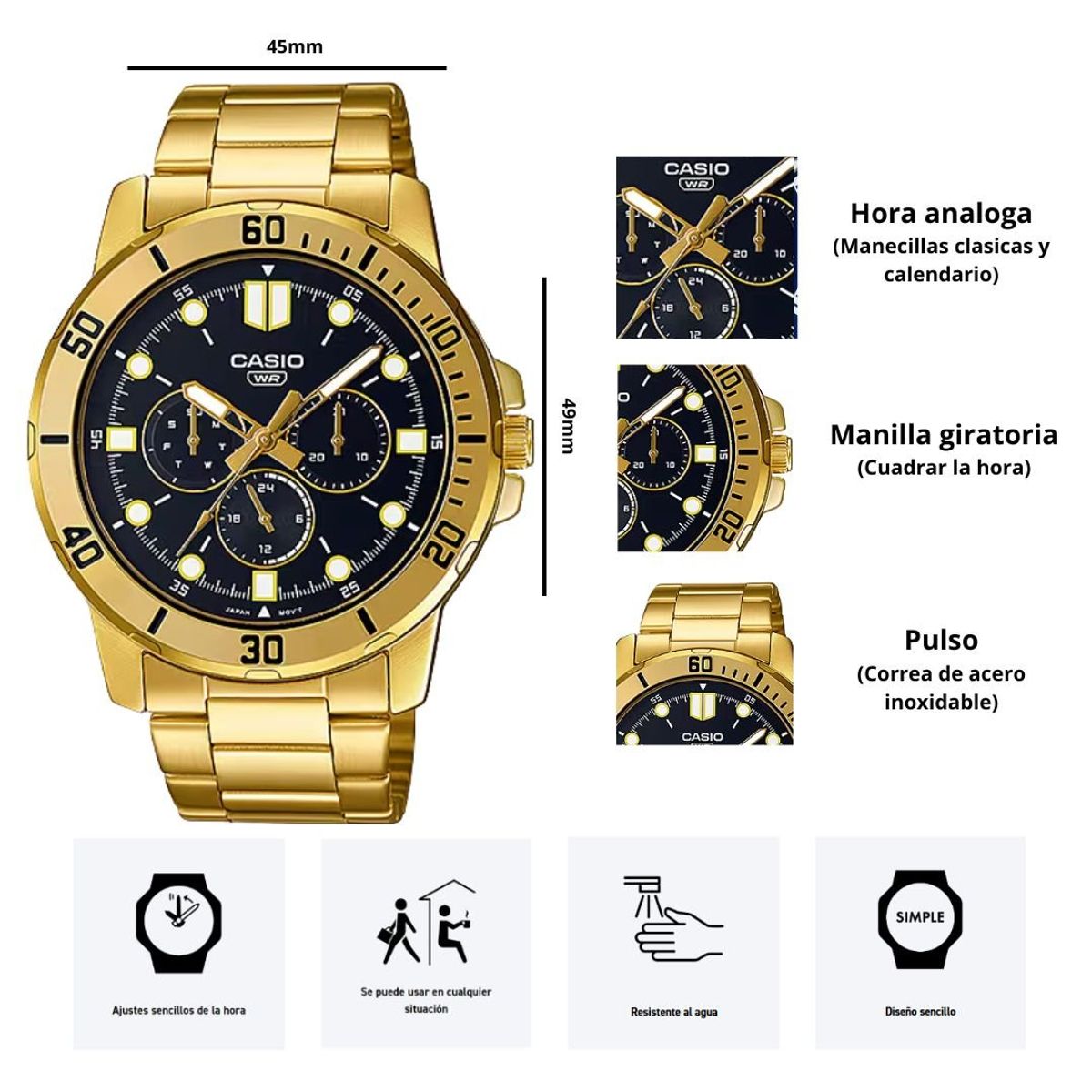 CASIO - Reloj Casio Referencia MTP-VD300G-1E Diseño Elegante