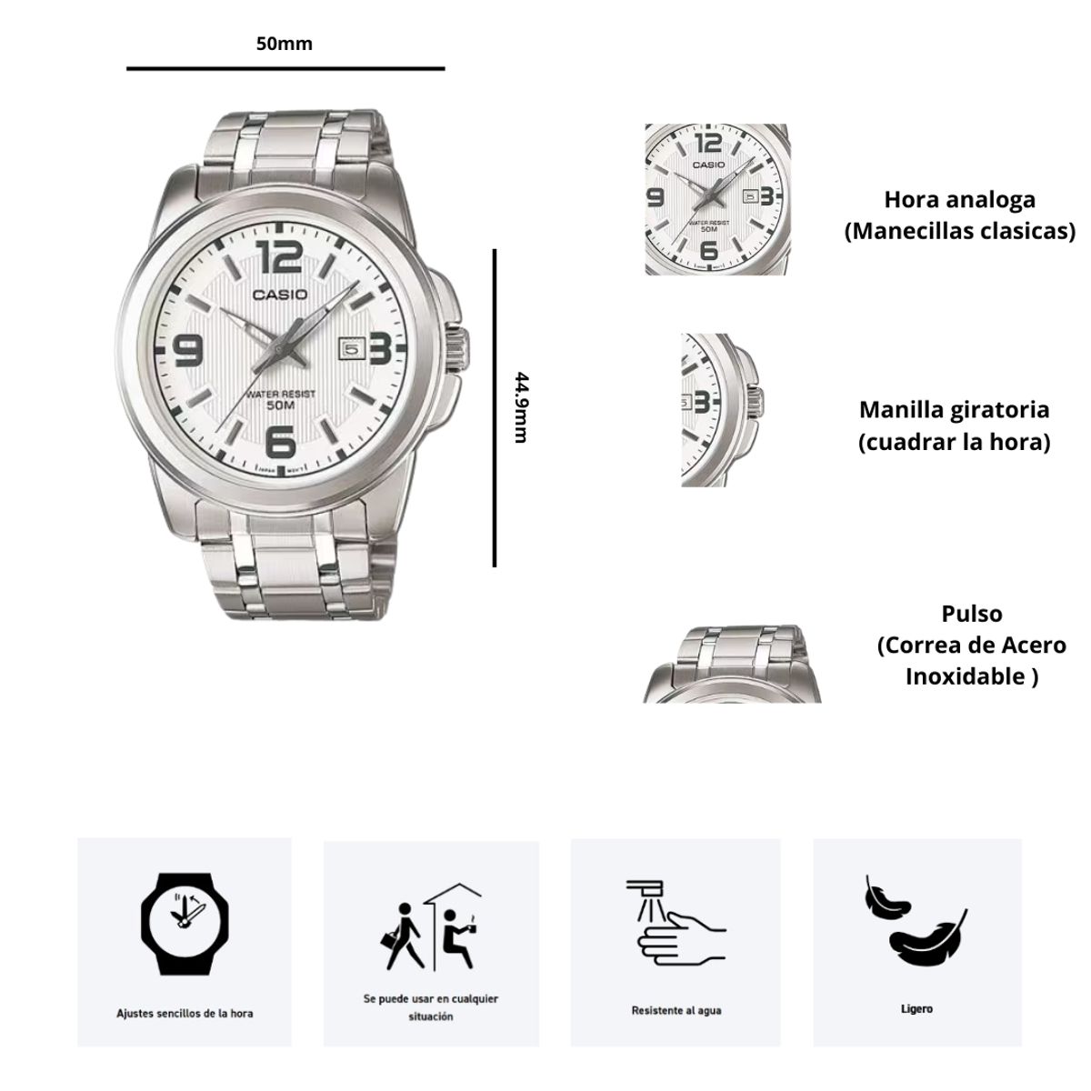 CASIO - Reloj Hombre Casio MTP-1314D-7A Diseño Casual