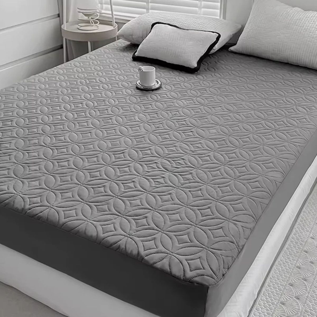 HARMONY HOME - Protector para Colchón Ajuste Perfecto 140 Gris + Fundas