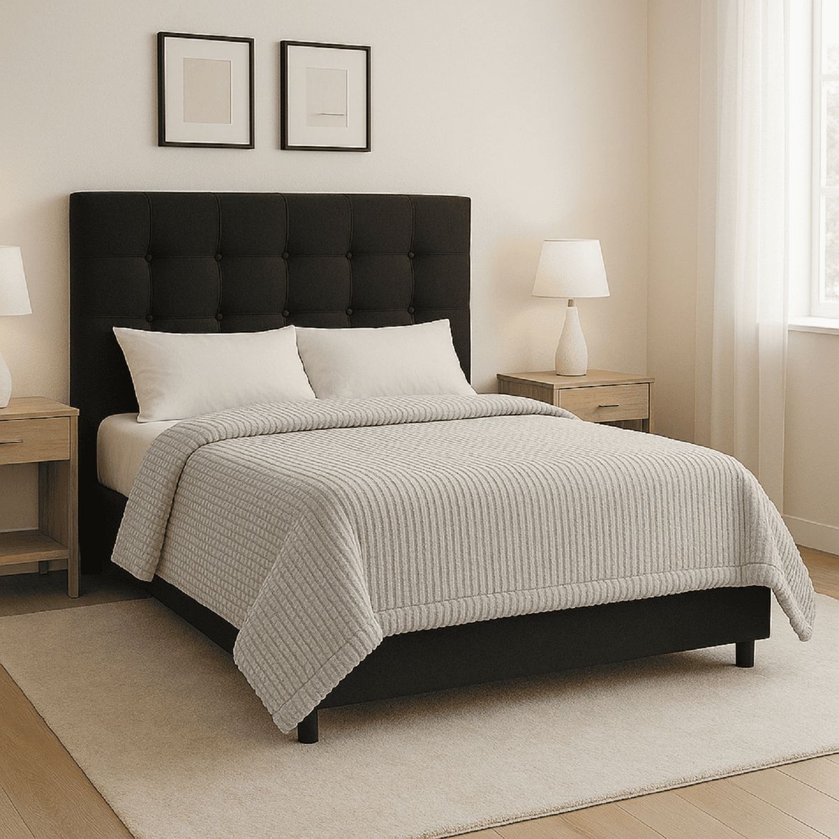 HARMONY HOME - Cobija Terminca Ovejera Acanalada 190x230 Gris Claro