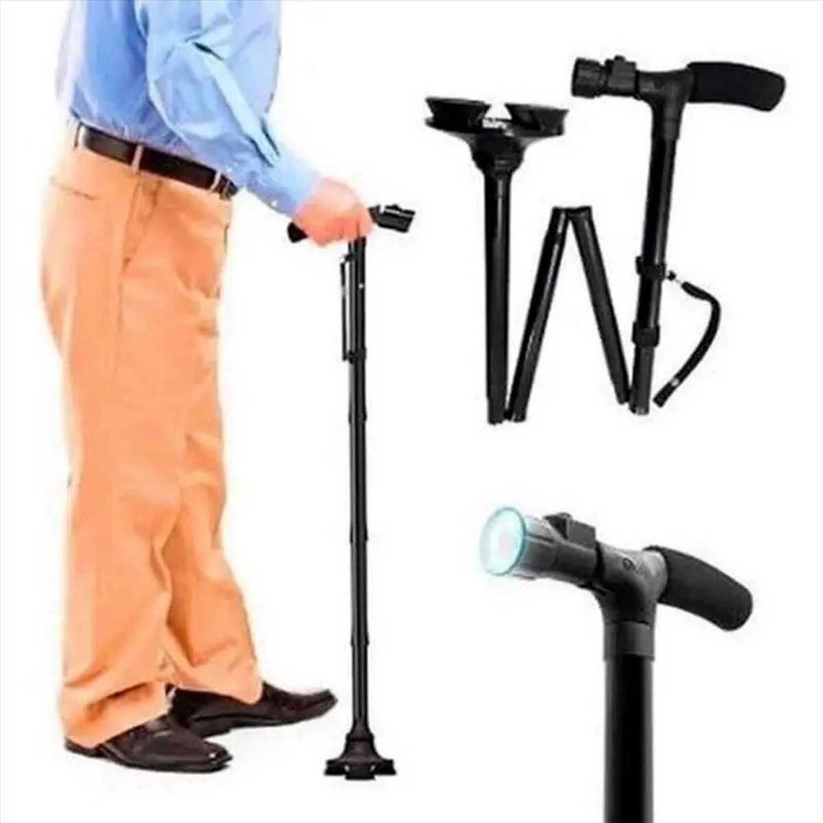 SKY - Baston Plegable Con Linterna Luz Led