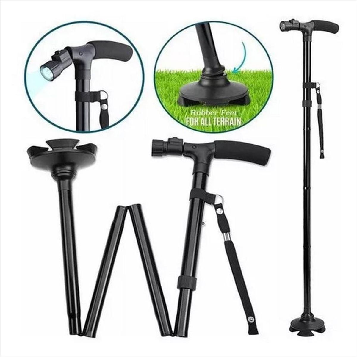 SKY - Baston Plegable Con Linterna Luz Led