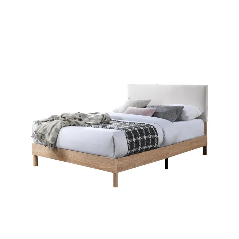 GENERICO - Cama Doble Sonia Beige con respaldo tapizado