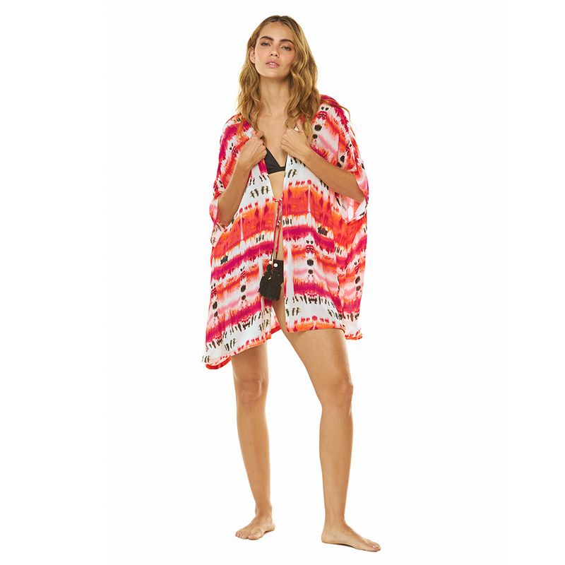 DULZAMARA - Salida de playa kimono corto tye dye sandalo