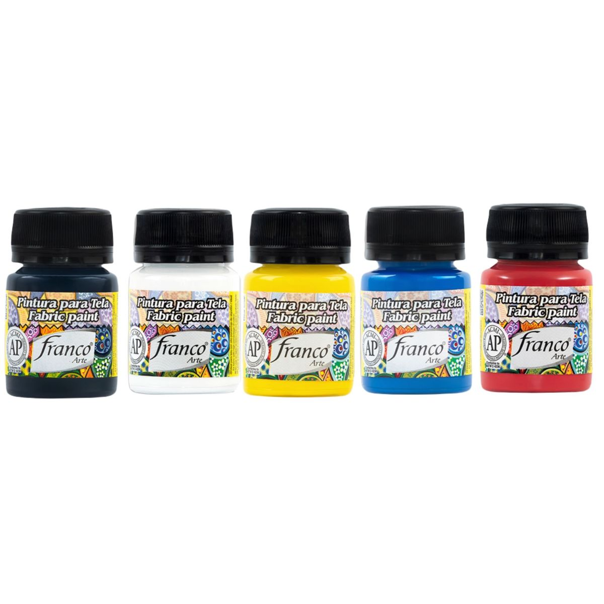 FRANCO ARTE - Set X5 Pinturas Acrilicas Para Tela Colores Primarios