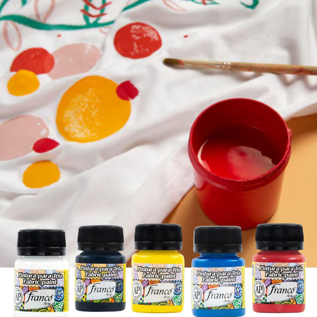 FRANCO ARTE - Set X5 Pinturas Acrilicas Para Tela Colores Primarios