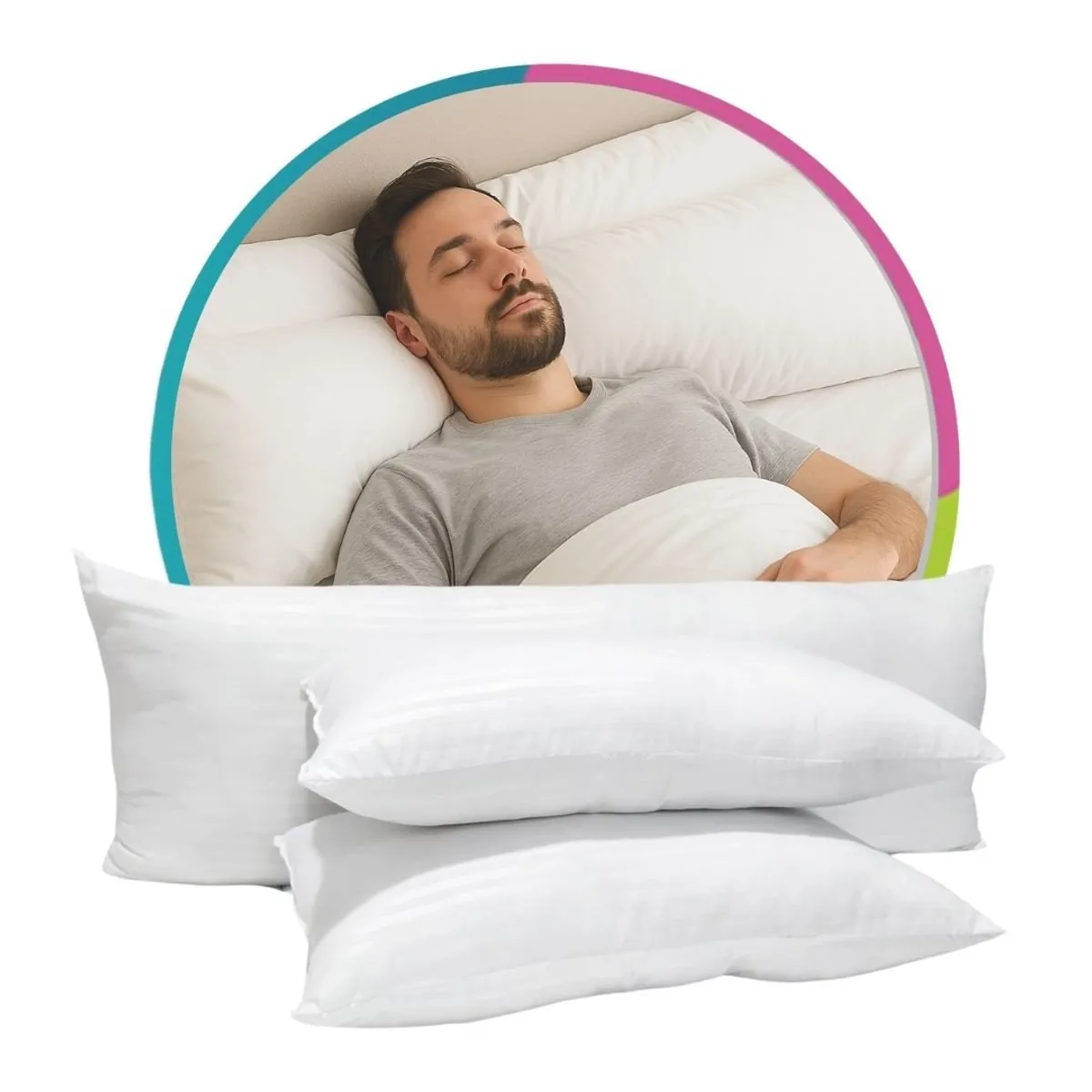 HOGARETO - Set de Almohadas 70 x 50 cm + Almohada King 135 x 50cm Hogareto