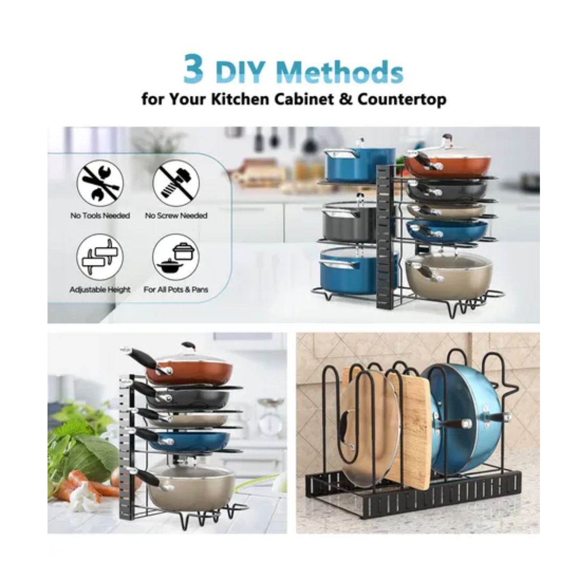 GENERICO - Organizador De Ollas Y Sartenes Para Gabinete