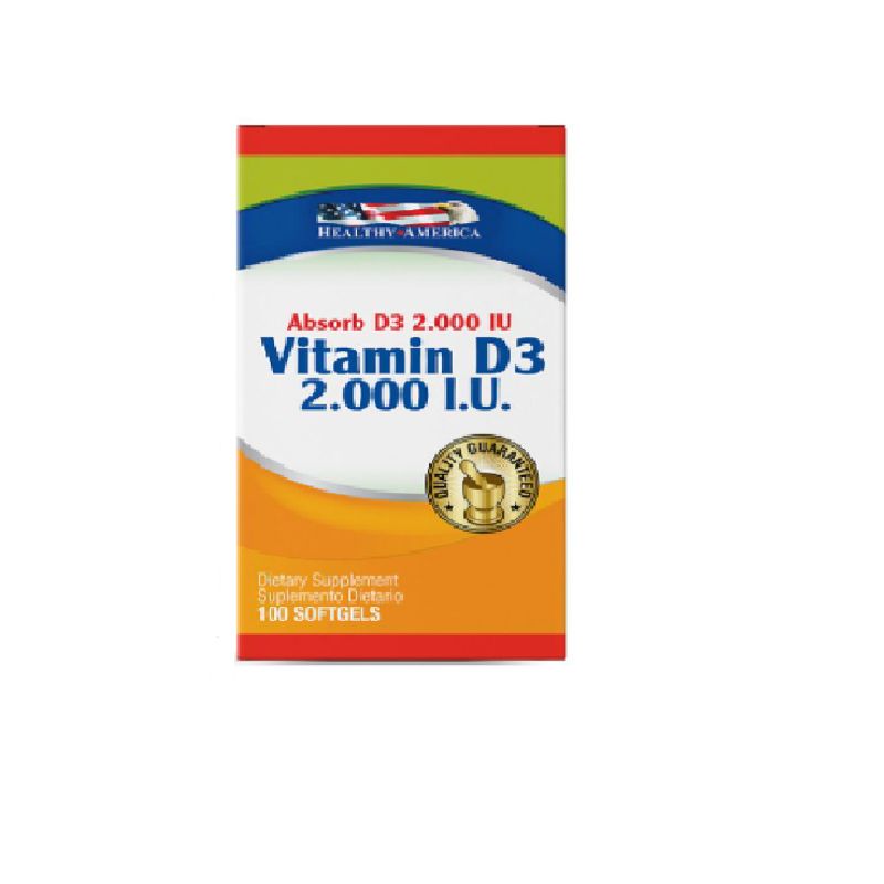 HEALTHY AMERICA - VITAMINA D3 2000 I.U. X 100 CAPSULAS BLANDAS
