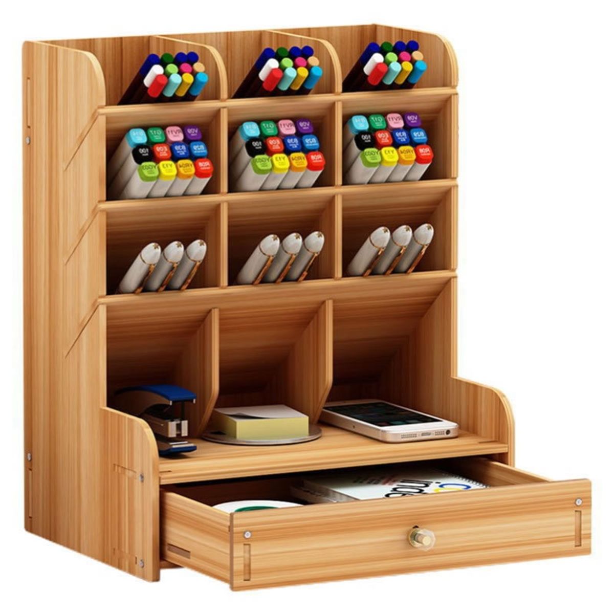 GENERICO - Organizador Escritorio Madera Mueble Lapices Lapiceros Cajon