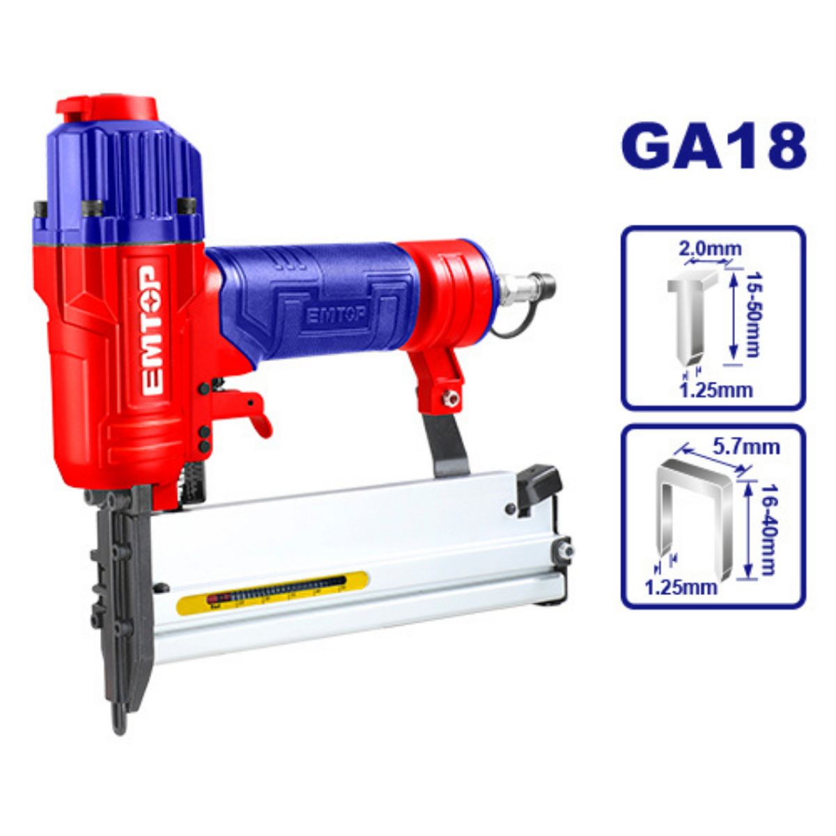 EMTOP - Clavadora Y Grapadora 2 En 1+1000 Puntillas+200 Grapas Emtop