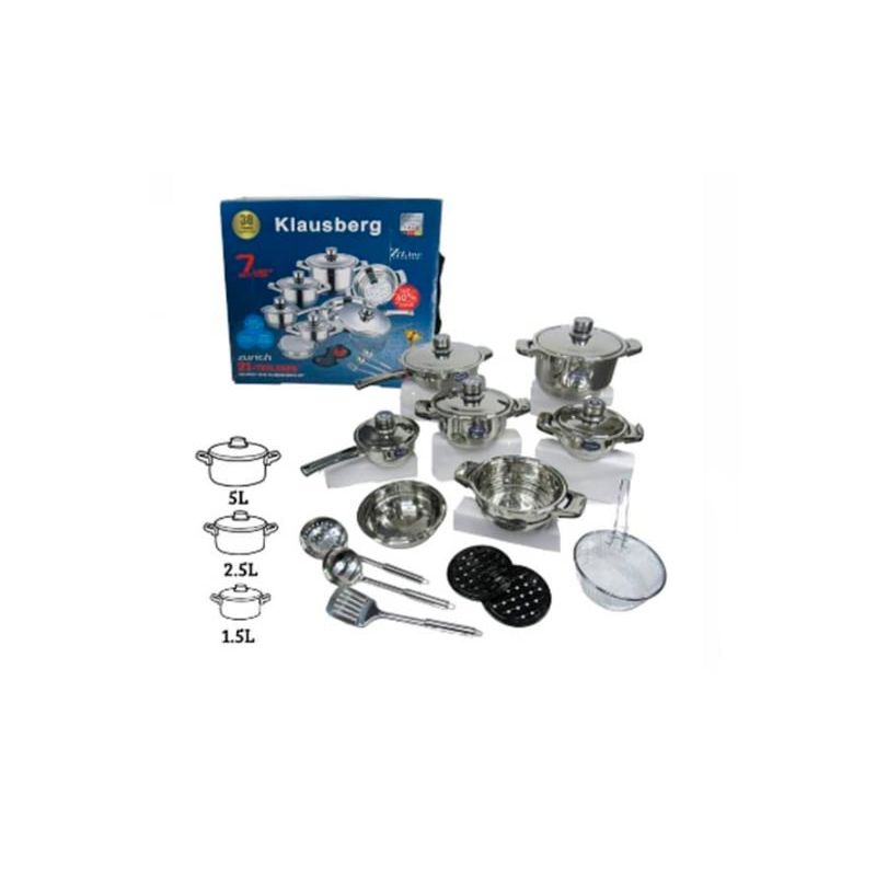 SWISSHOME - Bateria De Ollas Acero Quirúrgico Klausberg 21 Piezas