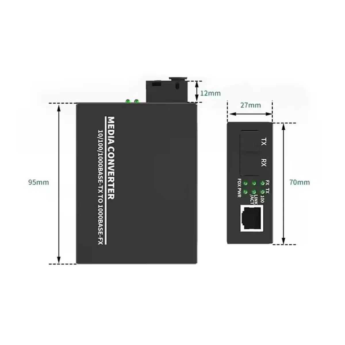 GENERICO - Convertidor de Medios Fibra Óptica Gigabit SC Network Transceiver RJ45