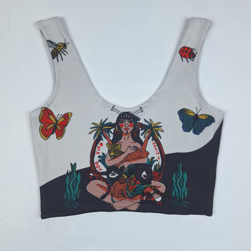 ZIPRE - Crop Top Sostenible Tierra-Aire Doble faz