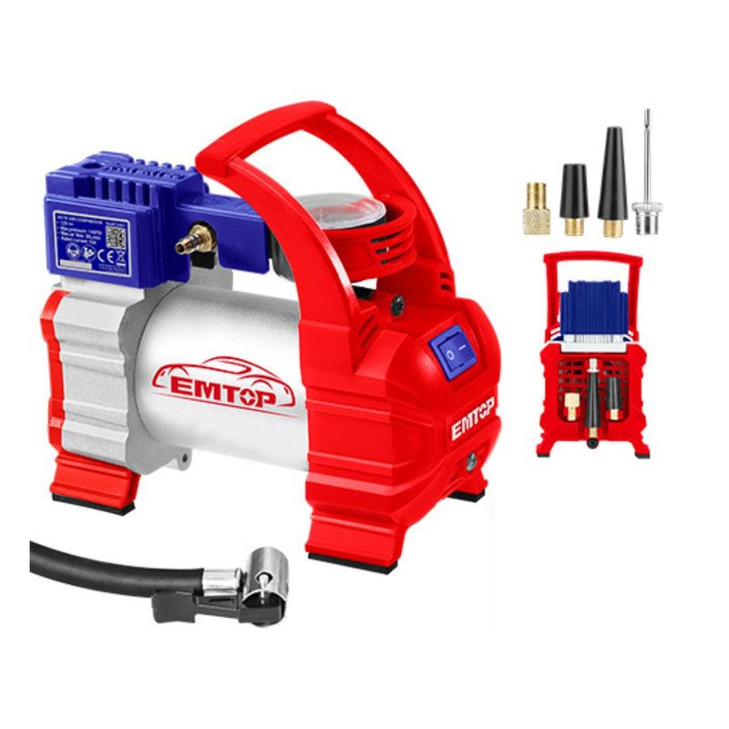  - Compresor Para Carro 12v 140psi+accesorios Industrial Emtop