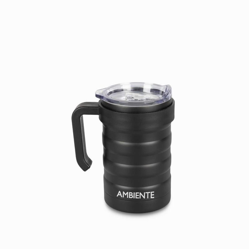 AMBIENTE GOURMET - Mug doble pared en acero negro mate