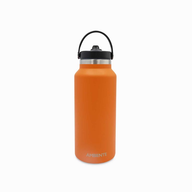 AMBIENTE GOURMET - Termo doble pared naranja con pitillo 1240ml Ambiente Gourmet