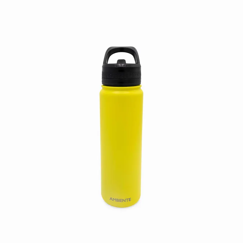 AMBIENTE GOURMET - Termo doble pared amarillo con pitillo 750ml