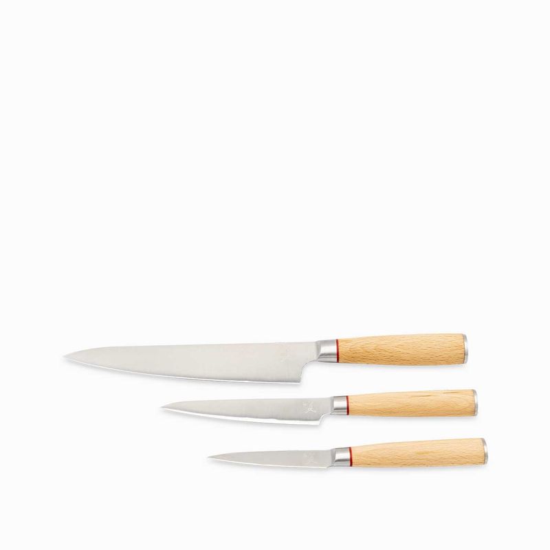 AMBIENTE GOURMET - Setx3 cuchillos shun en madera Ambiente Gourmet