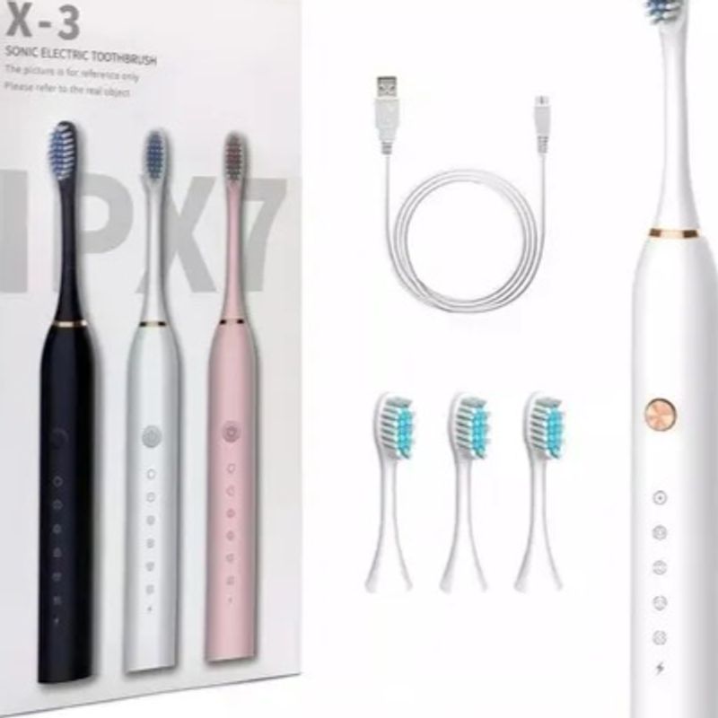 GENERICO - CEPILLO DIENTES RECARGABLE 3 CABEZALES ULTRASONIDO