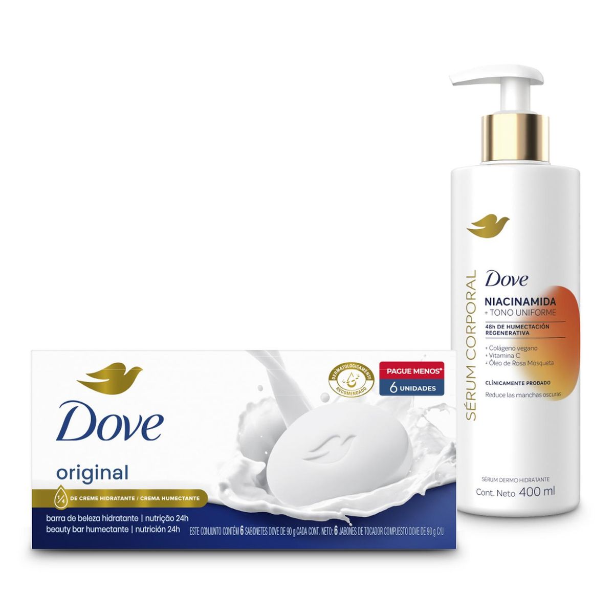 DOVE - Combo Jabon ORIGINAL x6 y Serum Corporal Dove 400ml