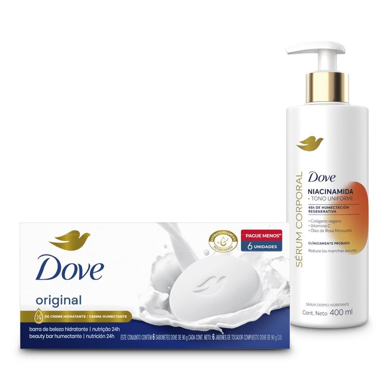 DOVE - Combo Jabon ORIGINAL x6 y Serum Corporal Dove 400ml
