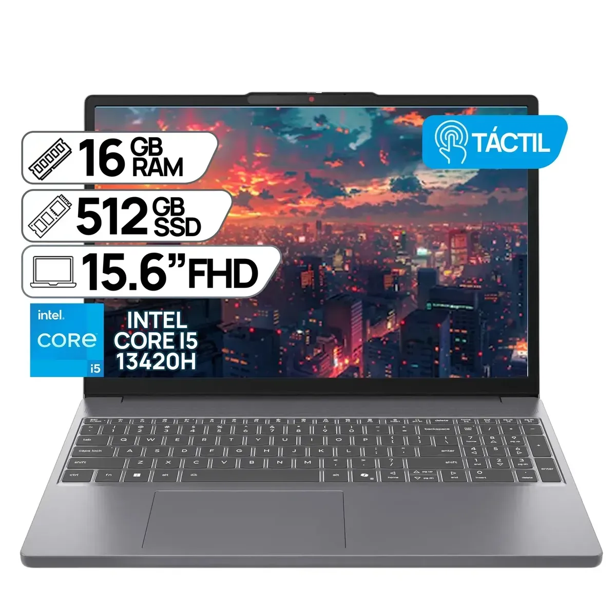 Lenovo - Portátil Táctil Lenovo IdeaPad 3 Core i5 CI5 13420H 16GB RAM SSD 512GB 15.6