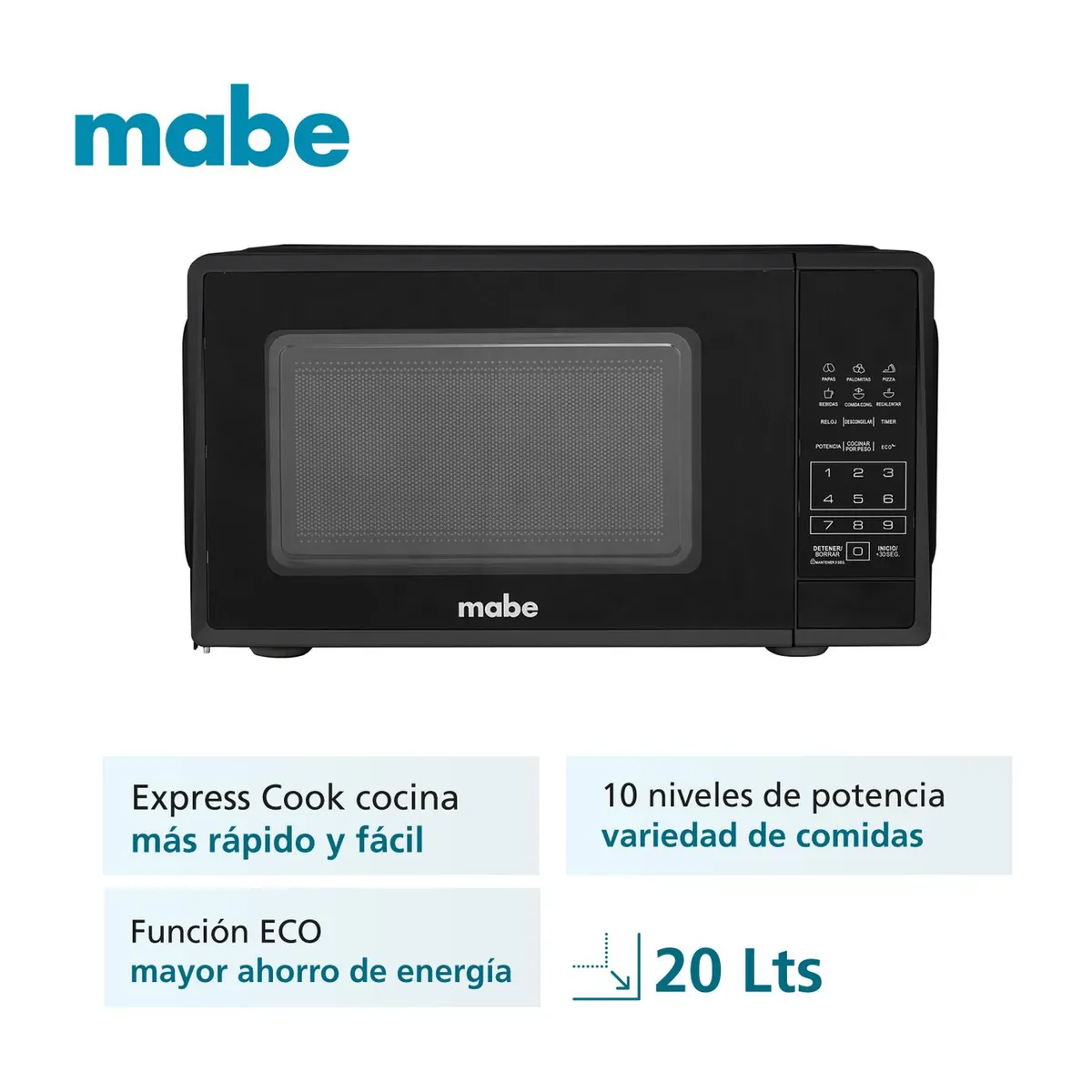 MABE - Horno Microondas 20 Litros 110v Negro Mabe HMM07CEBN
