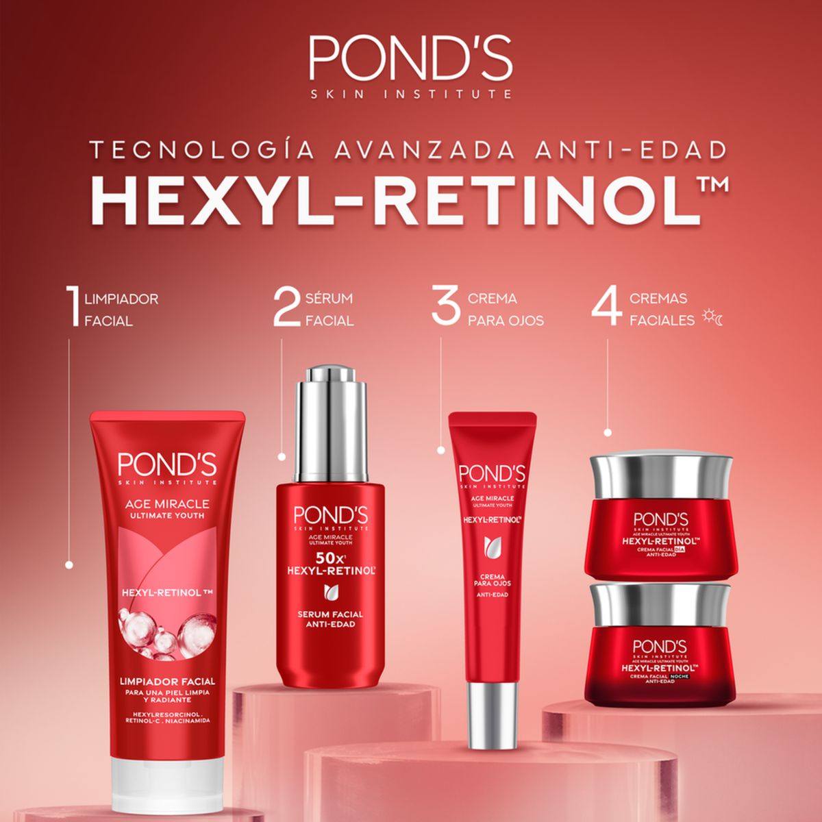 PONDS - Combo Rutina Facial Antiedad Ponds con Hexyl Retinol