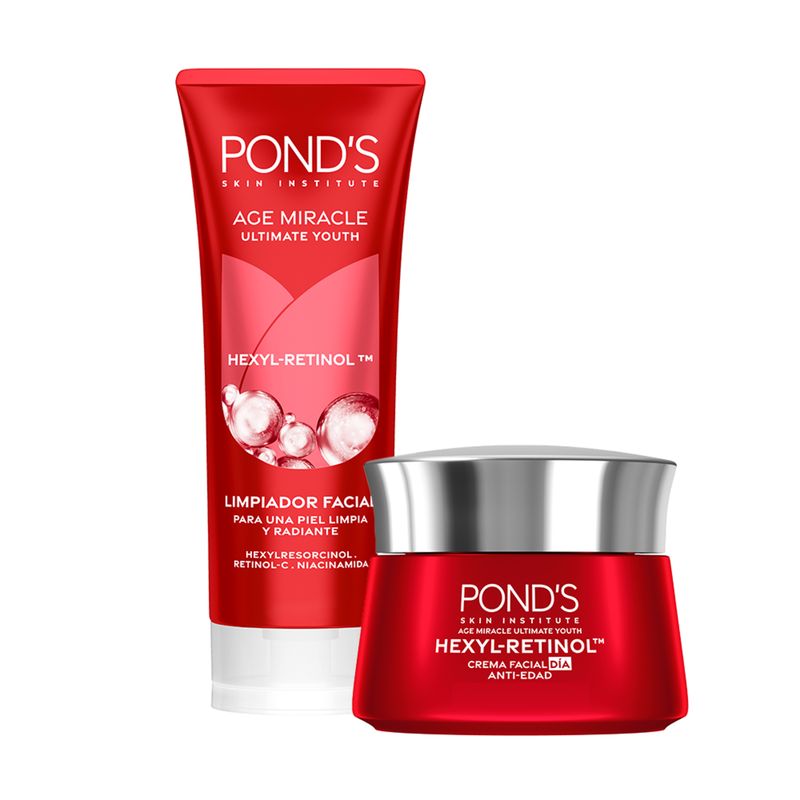 PONDS - Combo Espuma limpiadora+Crema dia Antiedad Ponds con Retinol