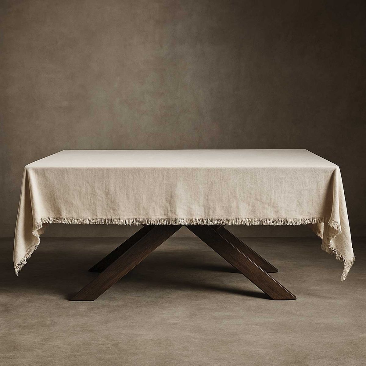 AMBIENTE GOURMET - Mantel para mesa flecos beige 140x240cm Ambiente Gourmet