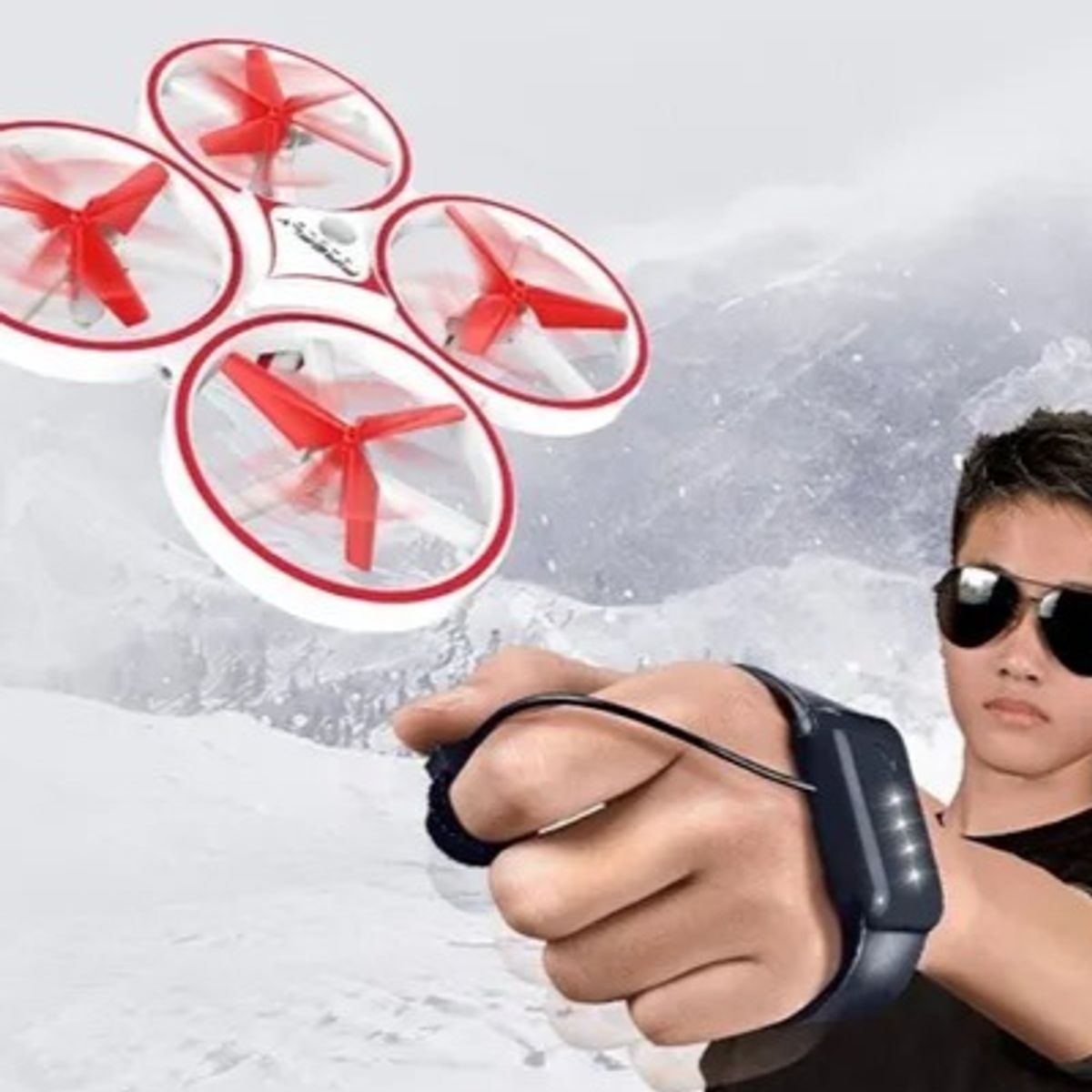GENERICO - DRONE DRON CONTROL DE MANILLA 4 HELICES RECARGABLE LUZ LED