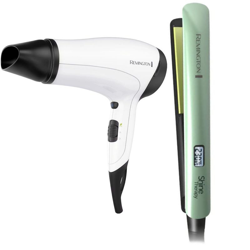 REMINGTON - Combo Remington Plancha Aguacate y Secador Eco Dryer