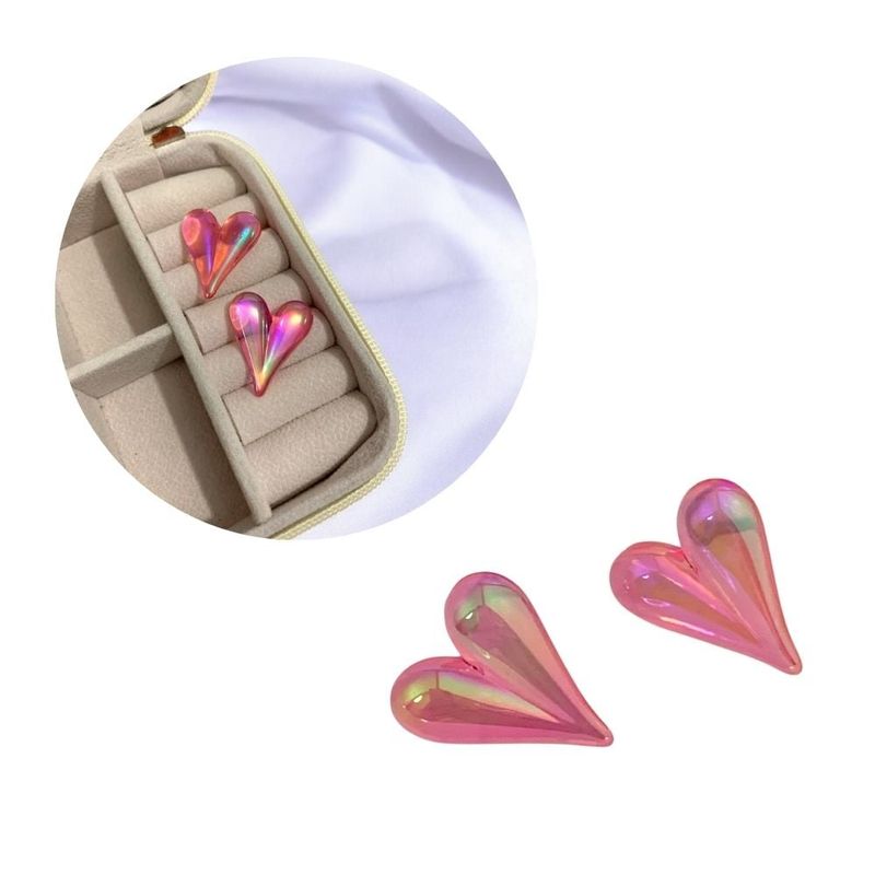 GENERICO - Aretes Topos Corazón Acrílicos Tornasolados