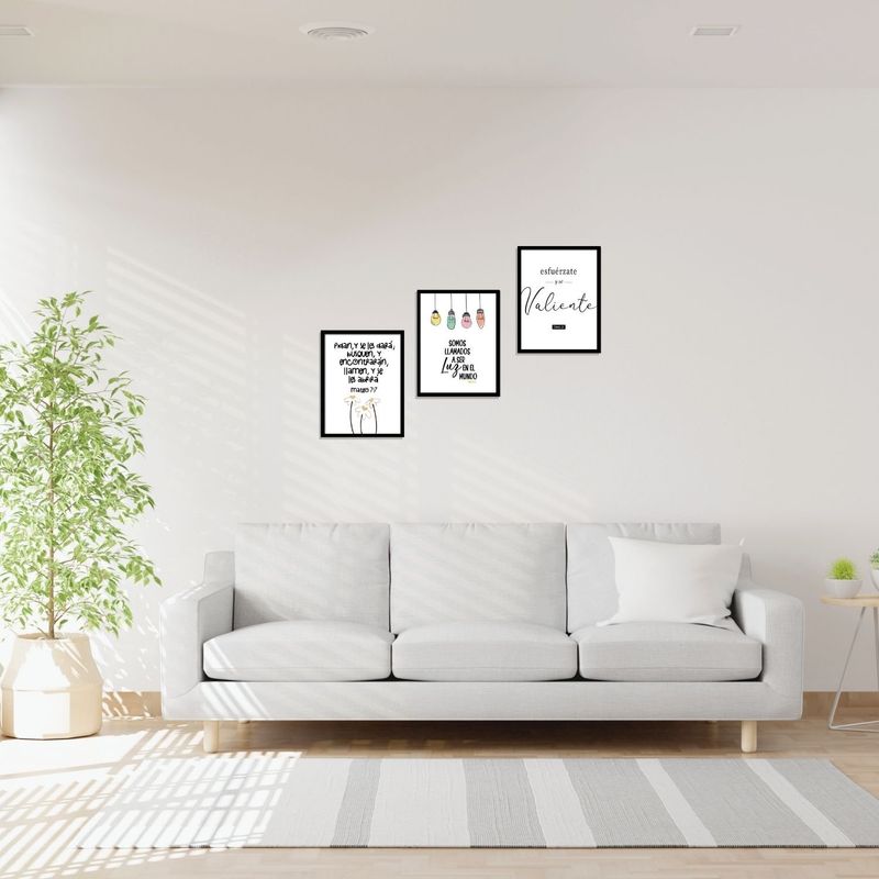 GENERICO - 3 Unidades Cuadros Decorativos 21x29 marco en madera sin vidrio