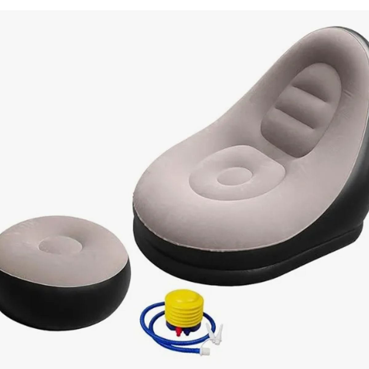 GENERICO - Sillón Relax Inflable Con Reposapiés comodidad Total Blanco