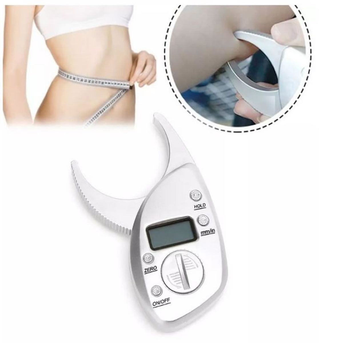 GENERICO - Adipometro digital medidor de grasa corporal plicometro