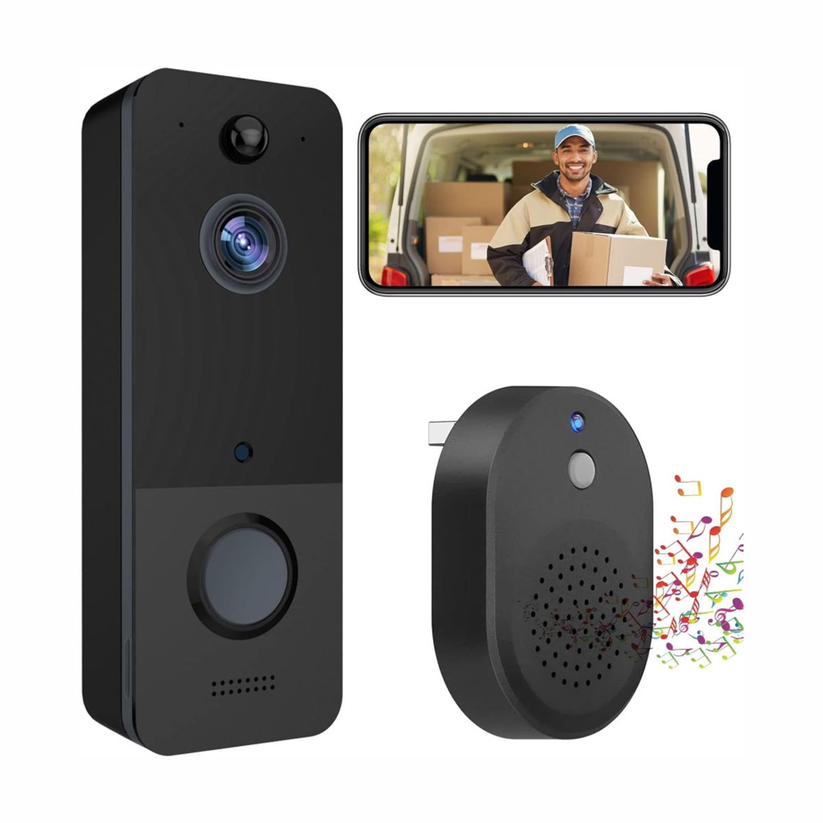 GENERICO - Kit Video Portero Impermeable Recargable Timbre Wifi U8