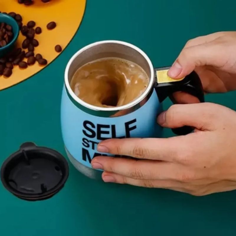 GENERICO - Taza Portátil Azul Claro Con Mezclador Eléctrico