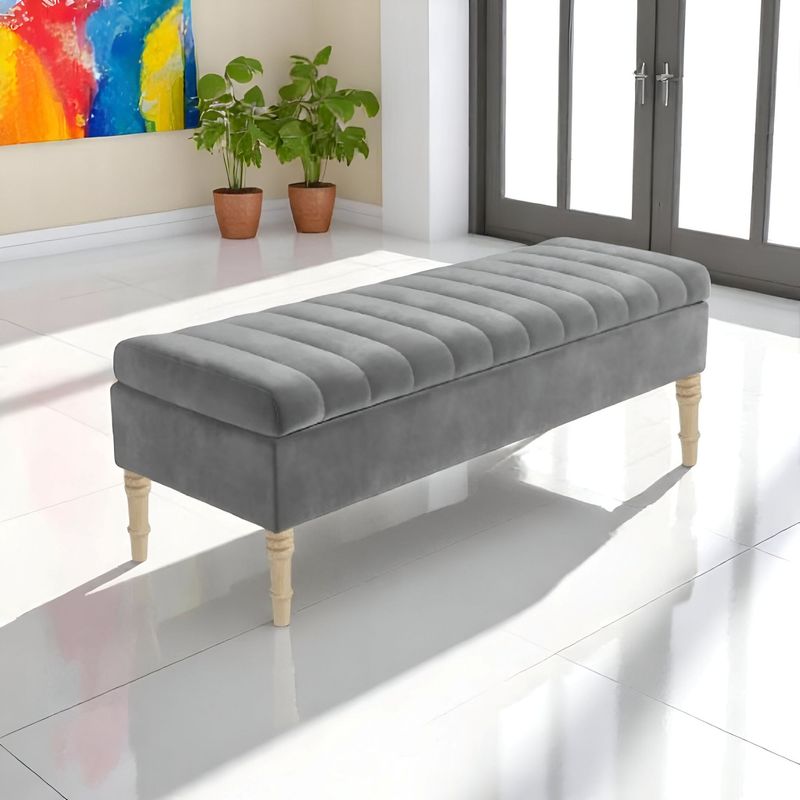 DISEÑOS RAMONA'S - Puff Baúl Con Paneles 100x40x50 Gris