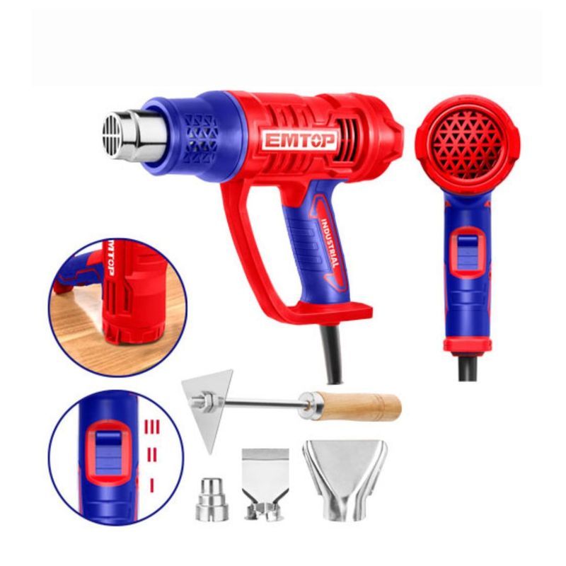 EMTOP - Pistola De Calor 1600w 3 Temp+ Accesorios Industrial Emtop