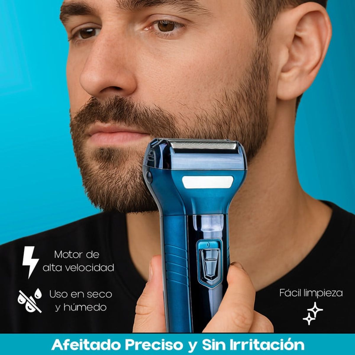 STYLE STARS - Máquina Afeitadora Eléctrica 3 en 1 Recargable e Inalámbrica Azul