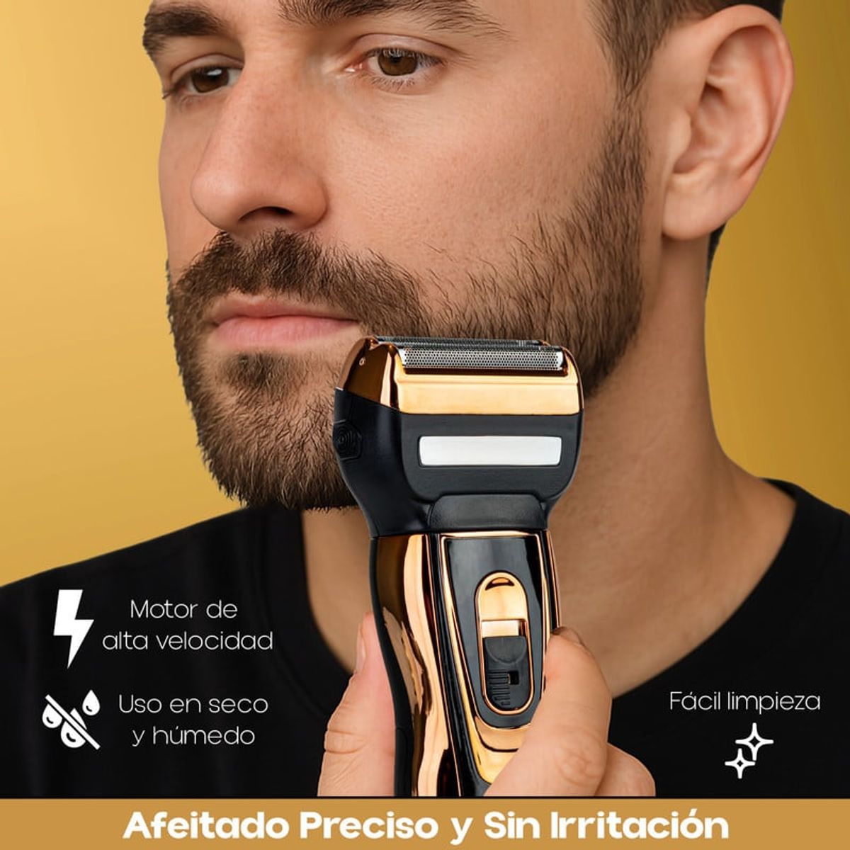 STYLE STARS - Máquina Afeitadora Eléctrica 3 en 1 Recargable e Inalámbrica Dorada