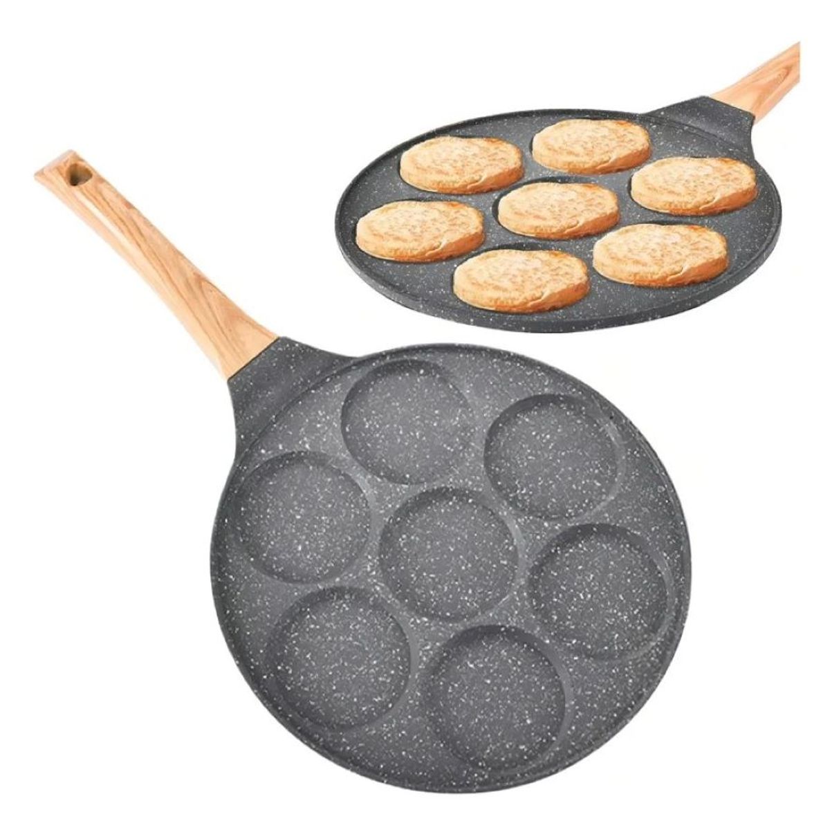 ZHOPI CO - Sarten Antiadherente 7 Puestos Para Huevos Arepas Pancakes