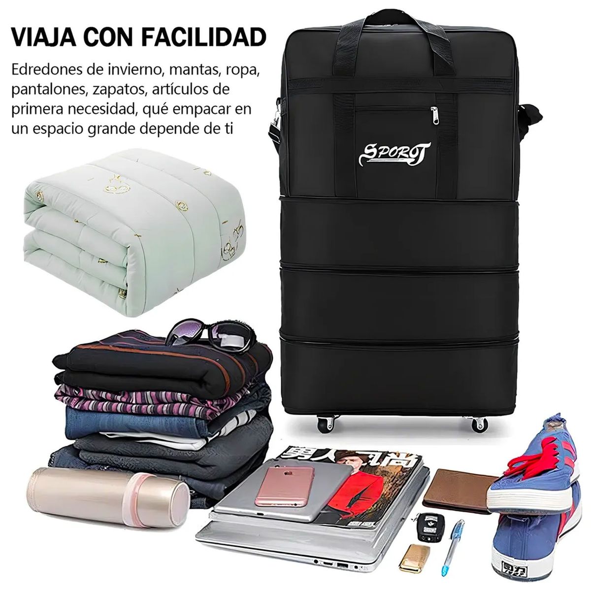 ONE PIXEL - Maleta Plegable Expandible De Equipaje Viaje Ruedas