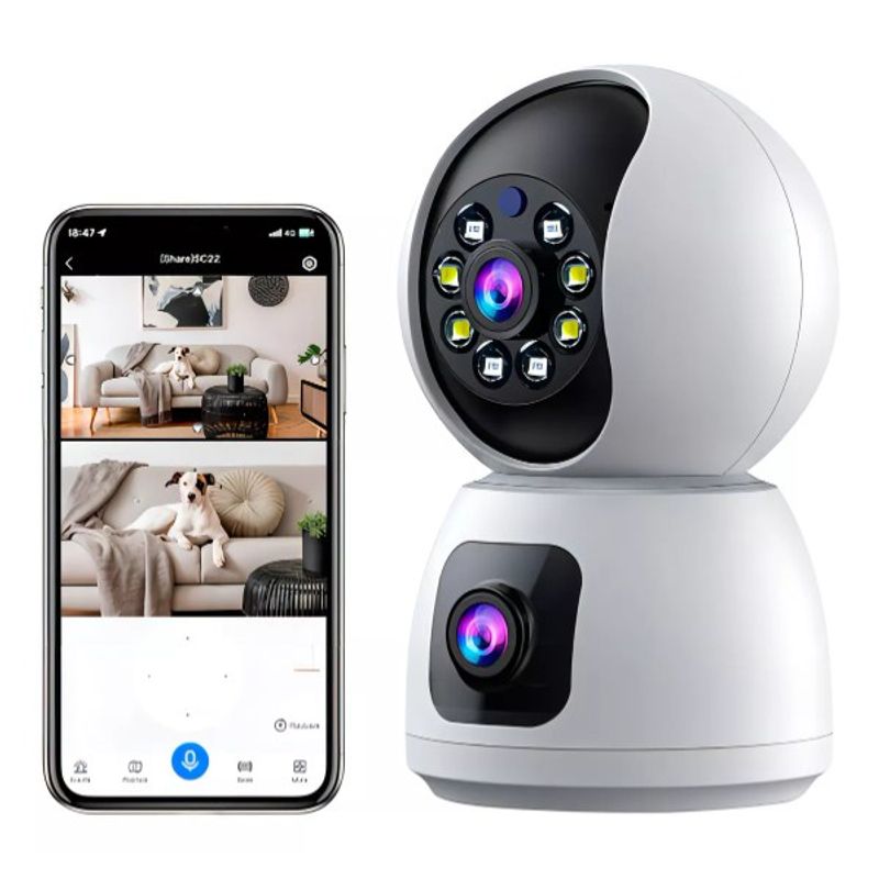 GENERICO - Camara Ip Wifi Doble Lente 360 Interior Sirenas Alarma-567-2